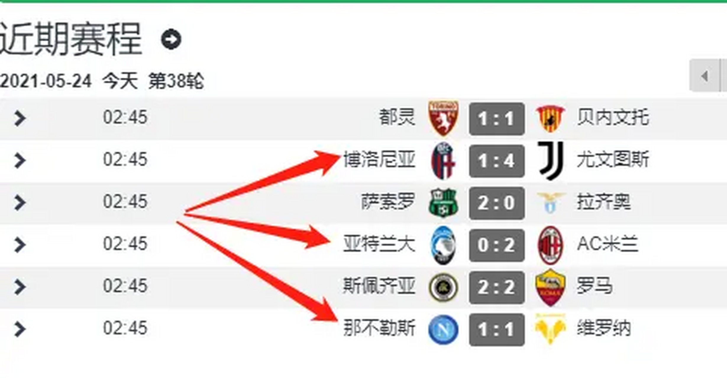 包含贝内文托客场击败对手，提升排名至前十的词条